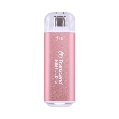 Transcend Ssd Portatile Esd300P 1Tb Usb Type-C 10Gb/S Compatibile Ps4/Ps5, Rosa - Ts1Tesd300P