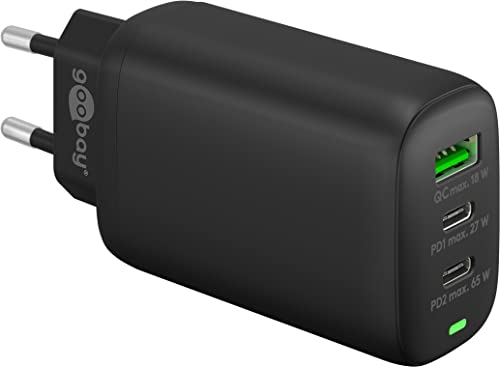 Inconnu Wentronic Goobay 3X Multiport Quick Charger 65W, 2X Usb-C, 1X Usb-A Nero