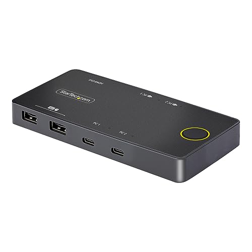 Startech.Com Switch Kvm Usb-C A 2 Porte, Monitor Hdmi 4K60Hz, 100W Pd Pass-Through Per Ogni Laptop/Tablet, Alimentazione Da Bus Usb, Compatibile Con U