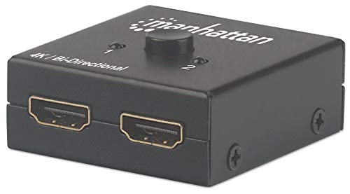Manhattan 207850 - Splitter/Switch 4K Bidirezionale Hdmi A 2 Porte 4K 30Hz, Selezione Manuale, Colore: Nero Passivo