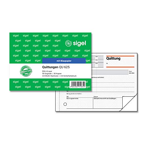Sigel Formularbuch Quittung, Mit Mwst.-Nachweis, A6 Quer
