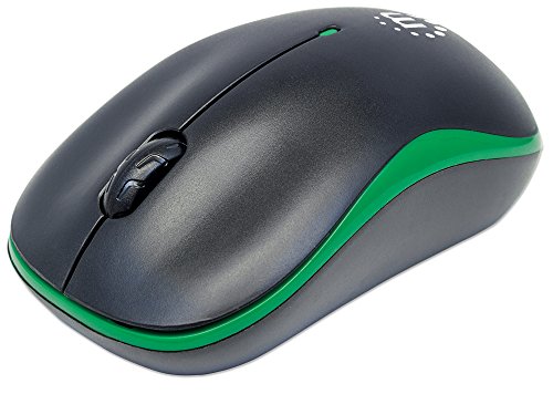 Manhattan Success 179393 - Mouse Wireless (Usb Ottico, 3 Tasti E Rotella Del Mouse), 1000 Dpi, Colore: Nero/Verde