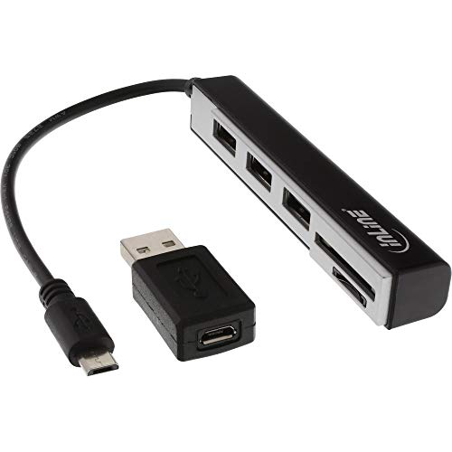 Inline® 66775°C Usb Otg Card Reader 3 Porte Usb 2.0 Hub Per Sdxc/Micro Sd Con Adattatore