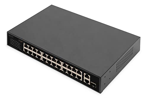 Digitus Switch Di Rete Fast Ethernet Poe A 26 Porte - 24X 100 Mbps Rj45 + 1X Gbps Rj45 Combo + 1X Porta Sfp - 19 Pollici - 185W Poe Budget - 10/100 Mb