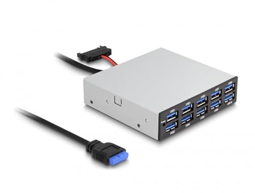Delock 64208 Hub Di Interfaccia Usb Pin Header (19 Pin) 5000 Mbit/S Nero, Grigio