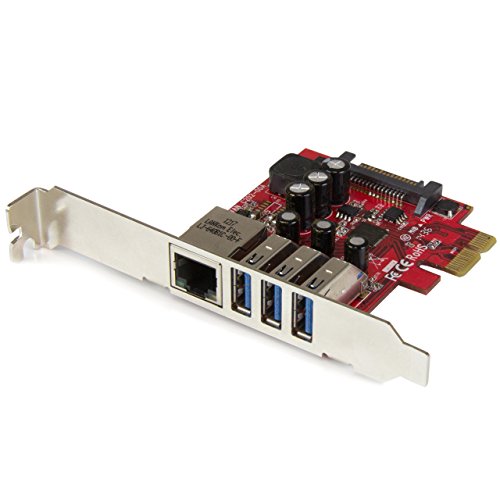 Startech.Com Scheda Espansione Pci Express Usb 3.0 A 3 Porte Con Uasp E Staffa A Basso Profilo + Gigabit Ethernet, Alimentazione Sata