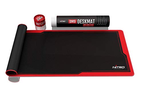 Nitro Concepts Dm9 Deskmat Desk Pad - Mouse Pad - Tappetino Per Mouse Per Scrivania 900X400Mm - Nero/Rosso