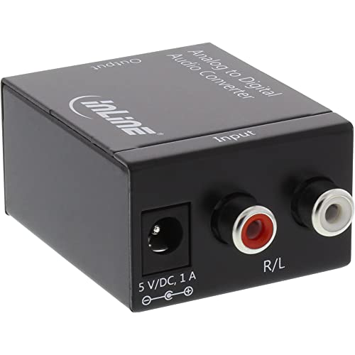 Inline Audio Konverter Analog Zu Digital, Eingang 2X Cinch Stereo, Ausgang Toslink Oder Cinch