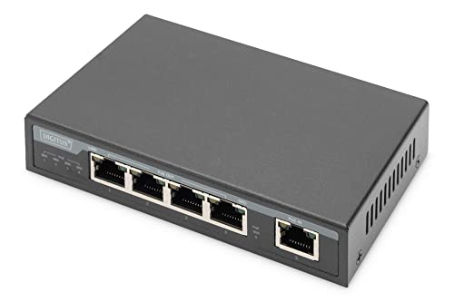 Digitus Estensore Gigabit Poe Per Interni, 4 Porte, Estensione 85W 100M, Collegabile A Cascata, Autoalimentato