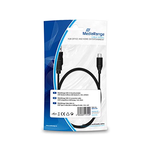 Mediarange 813119 Mrcs138 Cavo Usb 1,2 M Usb A Micro-Usb B Nero - Cavi Usb (1,2 M, Usb A, Micro-Usb B, 2.0, Male Connector/Male Connector, Nero)