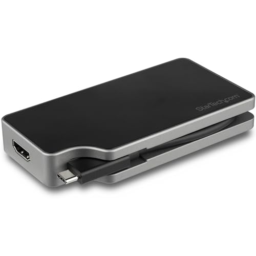 Startech.Com Adattatore Multiporta Video Usb-C - 4 In 1 - Power Delivery 95W - Cavo Avvolgnente - Convertitore Usb Tipo C - Grigio Siderale