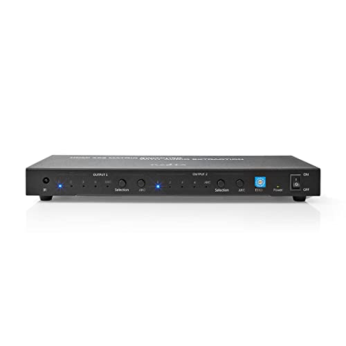 Nedis Vmat3482At - Switch Matrix Hdmi, 2 Porte A 4 Porte, 4 Ingressi Hdmi™, 1 Cavo Ottico S/Pdif, 2 Uscite Hdmi™, 4 K A 60 Hz, 18 Gbps, Telecomando In