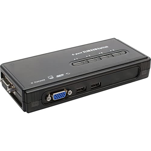 Inline 20643 Switch Kvn, 4 Porte, Usb Vga, Kit Cavi Inclusi, Nero