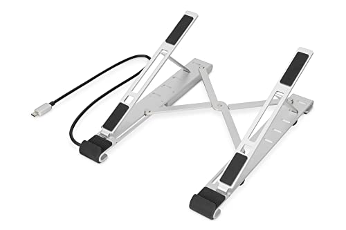 Digitus Supporto Per Notebook Con Hub Usb-C Integrato - Per Laptop Da 10-17" - Angolo Di Inclinazione Regolabile - 4X Porte Usb-A 3.2 Gen1-1X Porta Us