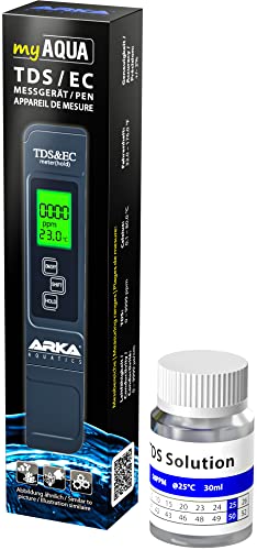 Arka Aquatics Myaqua Tds/Ec, Misuratore Con Soluzione Di Calibrazione, Misura Rapidamente E In Modo Sicuro Il Numero Di Sostanze Solute Tds, La Capaci