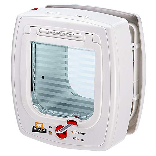 Ferplast Gattaiola, Porta Per Gatti, Gattaiola Microchip, Entrata E Uscita Controllabile 4 Vie, Protezione Correnti D'Aria, Swing Microchip Taglia Pic