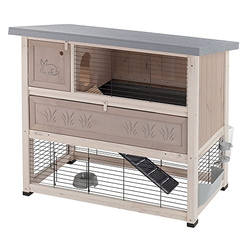Ferplast Gabbia Per Conigli Ranch 120 Basic Conigliera Da Esterno In Legno Fsc, Con Accessori E Casetta Per Conigli, 115,5 X 67 X H 101 Cm.