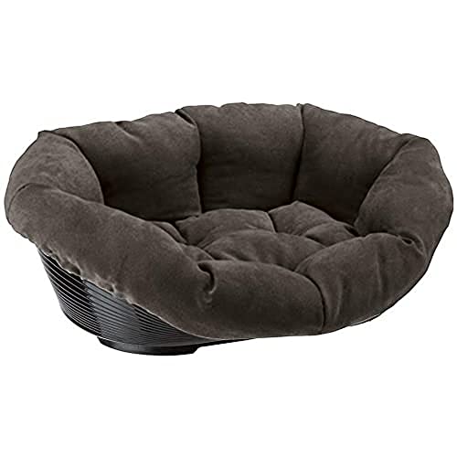 Ferplast Cuccia Cane E Gatto Con Cuscino Sofa' Prestige 2 In Velluto, Lavabile, Lettino Per Cani Gatti Da Interno Imbottito, Cesta In Plastica, Fondo