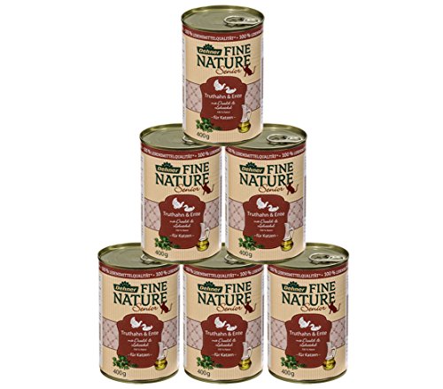 Dehner Fine Nature Gatto Fodera Senior, Qualità Alimentare, Tacchino E Anatra, 6 X 400 G (2400 G)