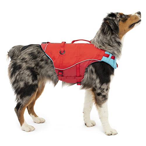 Kurgo Surf N' Turf - Giubbotto Di Salvataggio Per Cani, Pfd Per Cani, Catarifrangente, Regolabile - Rosso, S