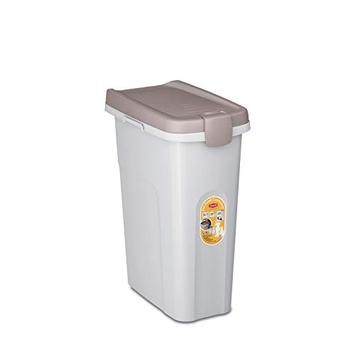 Kerbl Stefanplast 3812101 Contenitore Pet Food In Polipropilene Bianco Con Coperchio A Chiusura Ermetica Tortora Lt 25