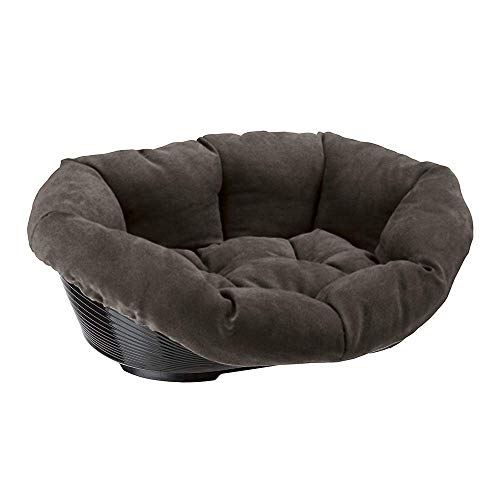 Ferplast Cuccia Cane E Gatto Con Cuscino Sofa' Prestige 4 In Velluto, Lavabile, Lettino Per Cani Gatti Da Interno Imbottito, Cesta In Plastica, Fondo