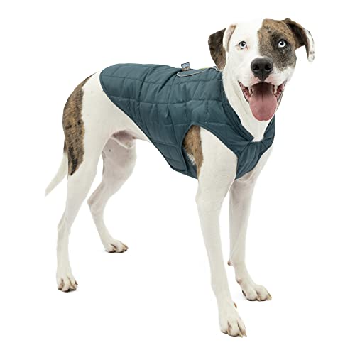 Kurgo Loft - Cappotto Reversibile Per Cani, Resistente All'Acqua, Riflettente, Leggero, Compatibile Con Imbracatura - Blu Marino/Azzurro, L