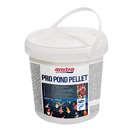 Amtra Pro Pond Pellet - Mangime Per Carpe Koi, Pesci Rossi Acquario Dolce E Laghetti, In Pellet Galleggiante, Diametro 4-5 Mm, 5Lt