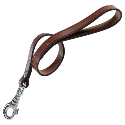 Ferplast Guinzaglio Per Cani Guinzaglio Corto Per Cani Vip Gm20/60, Robusto Cuoio Di Toro, 20 Mm X L 60 Cm Marrone