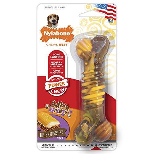 Nylabone | Masticabile Dura Power Chew | Masticabile Per L'Igiene Dentale | A Forma Di Osso Texturizzato | Gusto Manzo E Formaggio | Per Cani Di Tagli
