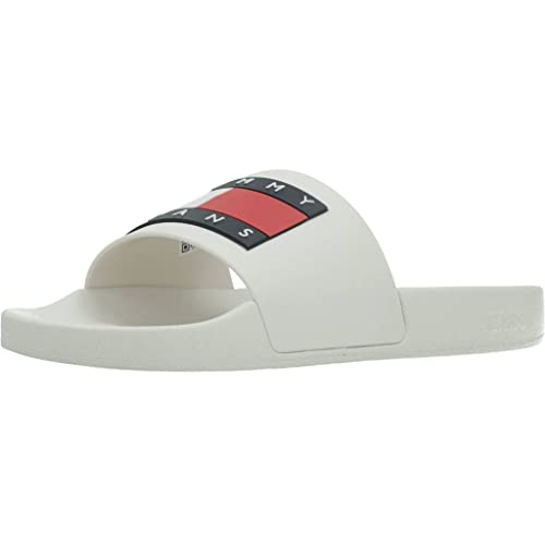 Tommy Jeans Donna Scarpe Da Mare Flag Pool Slide Ciabatte, Bianco (Ecru), 41