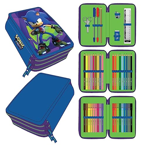 Cerdá Life'S Little Moments Sonic Prime Pencil Case With Accessories, Astuccio Unisex Kids, Multicolor, Standard