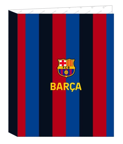 Safta Carpeta Con Folios 4 Anillas De F.C. Barcelona 1ª Equipación 22/23, 265X330 Mm, Cartella Con Folio 4 Anelli Home Kit Barcellona Unisex-Bambini, 
