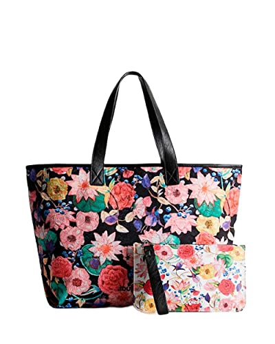 Desigual Bols_Eterea Black Namibia, Borsa Per La Spesa Donna, Nero, Taglia Unica
