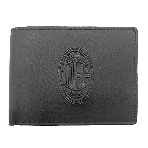 Ac Milan Uomo Portafoglio In Pelle Prodotto Ufficiale Ac Milna, Nero, 125 X 95 X 30 Mm