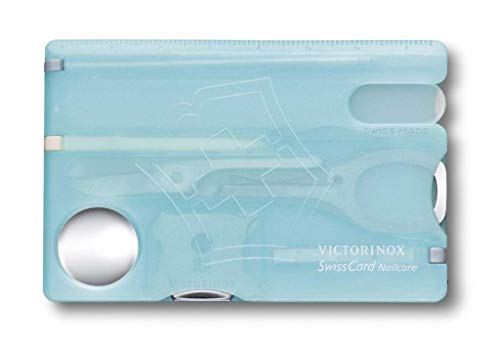 Victorinox, Coltellino Svizzero Swiss Card (13 Funzioni, Lima Per Unghie, Forbici), Celeste Trasparente
