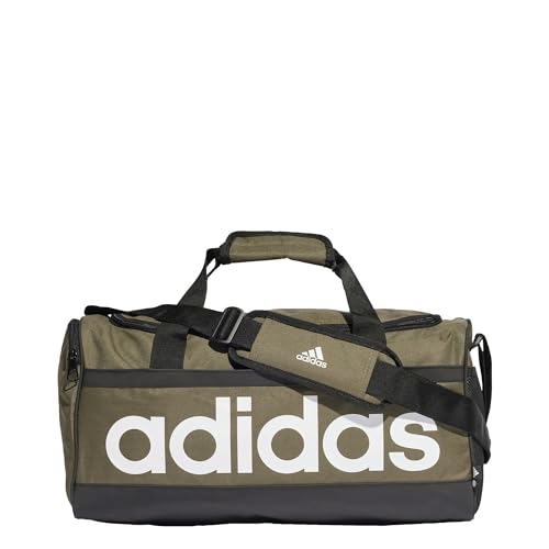Adidas Unisex Adulto Borsa Sportiva, Duffel Bag, Olive Strata/Nero, Bianco, M