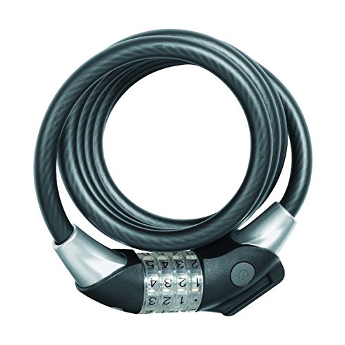 Abus Raydo Pro 1450/185 Serratura A Spirale Supporto Texkf - Serratura Combinazione Con Cilindri Led Illuminati Livello Di Sicurezza 4-185 Cm, Nero