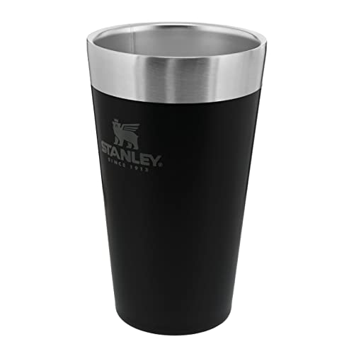 Stanley Adventure Stacking Beer Pint 0.47L Matt Black - Mantiene La Birra Fresca Per 4 Ore - Pinta Di Birra In Acciaio Inossidabile - Lavabile In Lava