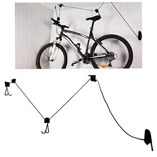 Dunlop Sport, Portabici Sospensione Appendi Soffitto Cantina Garage Carrucola 1 Bici 20Kg Unisex Adulto, Nero, 15 M