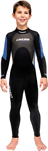 Cressi Morea Jr Monopiece Wetsuit, Muta Junior Monopezzo Neoprene 3Mm Ultrastretch Gioventù Unisex, Nero/Blu/Grigio, Xxxs (3/4 Anni)