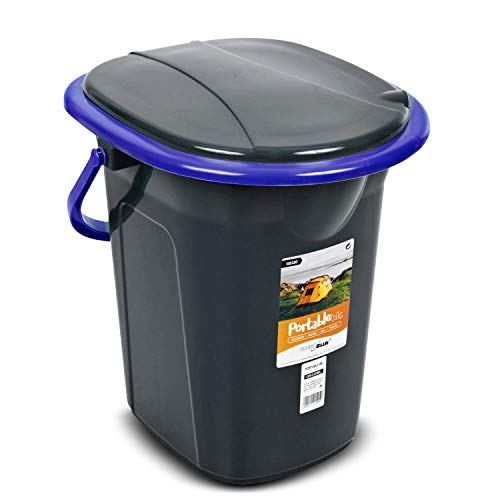 Green Blue Gb320Go Toilette Turistica Secchio Toilette Portatile 19 Litri Diversi Colori Viaggio Campeggio Wc Resistente (Nero-Blu)