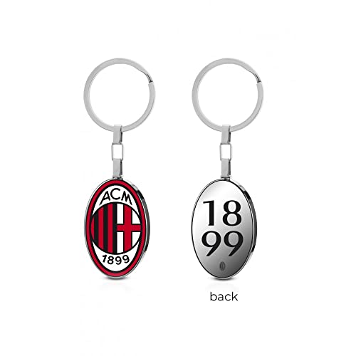 Ac Milan Portachiavi Acciaio Unisex Con Logo Ufficiale Smaltato E Retro Inciso