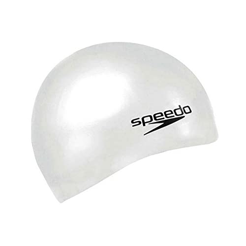 Speedo Unisex Adulto Flat Silicon Cap White Cuffia Da Nuoto, Bianco, Taglia Unica