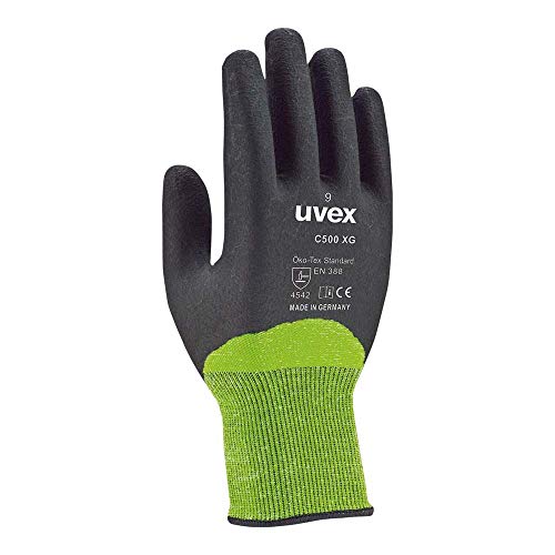 Uvex 6060009 Guanti C500 Xg, Nero/Verde, 9