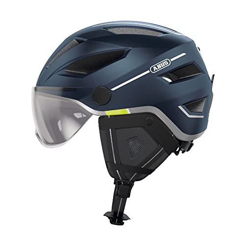 Abus Pedelec 2.0 Ace Casco Da Città - Casco Per Bici Elettrica Con Fanale Posteriore E Visiera Per Il Traffico Cittadino - Per Uomo E Donna - Blu, Tag