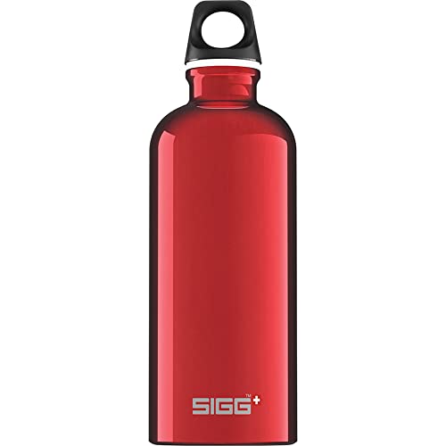 Sigg Traveller Red Borraccia Alluminio (0.6 L), Borraccia Colorata Ermetica E Priva Di Sostanze Nocive, Borraccia Acqua Leggerissima In Alluminio