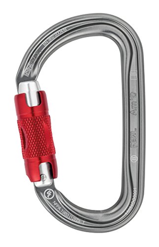 Petzl Am’D - Moschettone Con Ghiera A Forma Di D Per Attaccare I Dispositivi A Un'Imbracatura, Grigio, 1 Pezzo