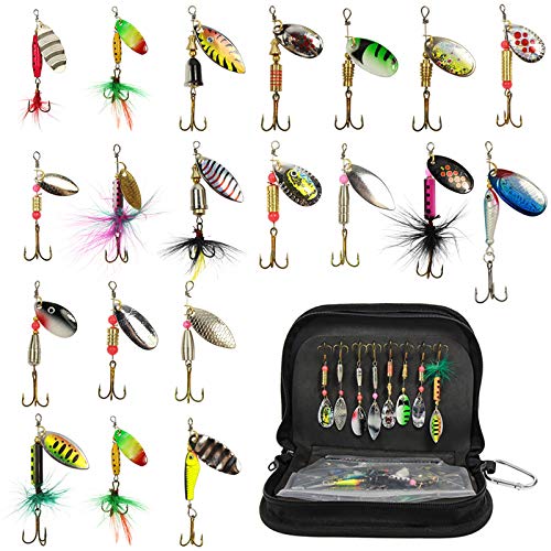 20 Pezzi Cucchiaini Da Pesca Esche Artificiali Spinning Per Trota, Persico,Luccio Spoon Kit 3G-14G