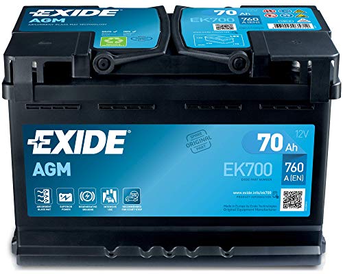 Batería 12V/70Ah - 760 Cca - Agm Exide Ek700